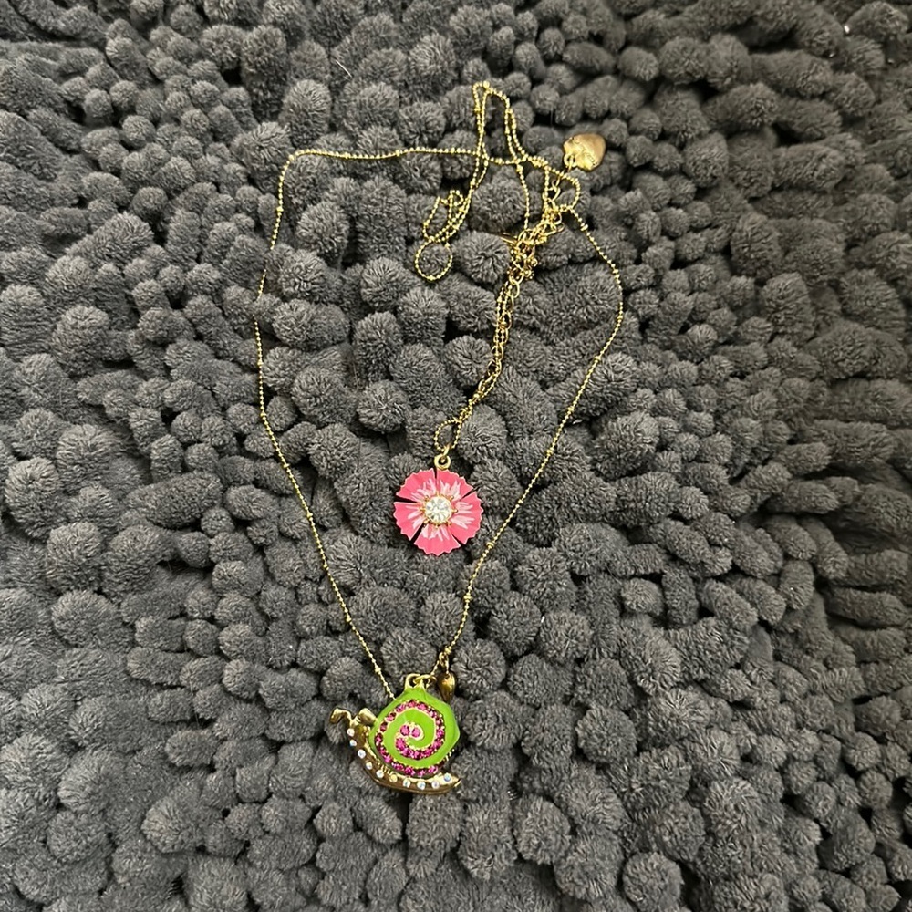 Betsey Johnson Snail and Flower Necklace